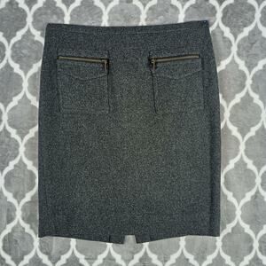 J.Crew Pencil Skirt Womens 8 Charcoal Gray Wool Blend Zip Pockets Lined Vented